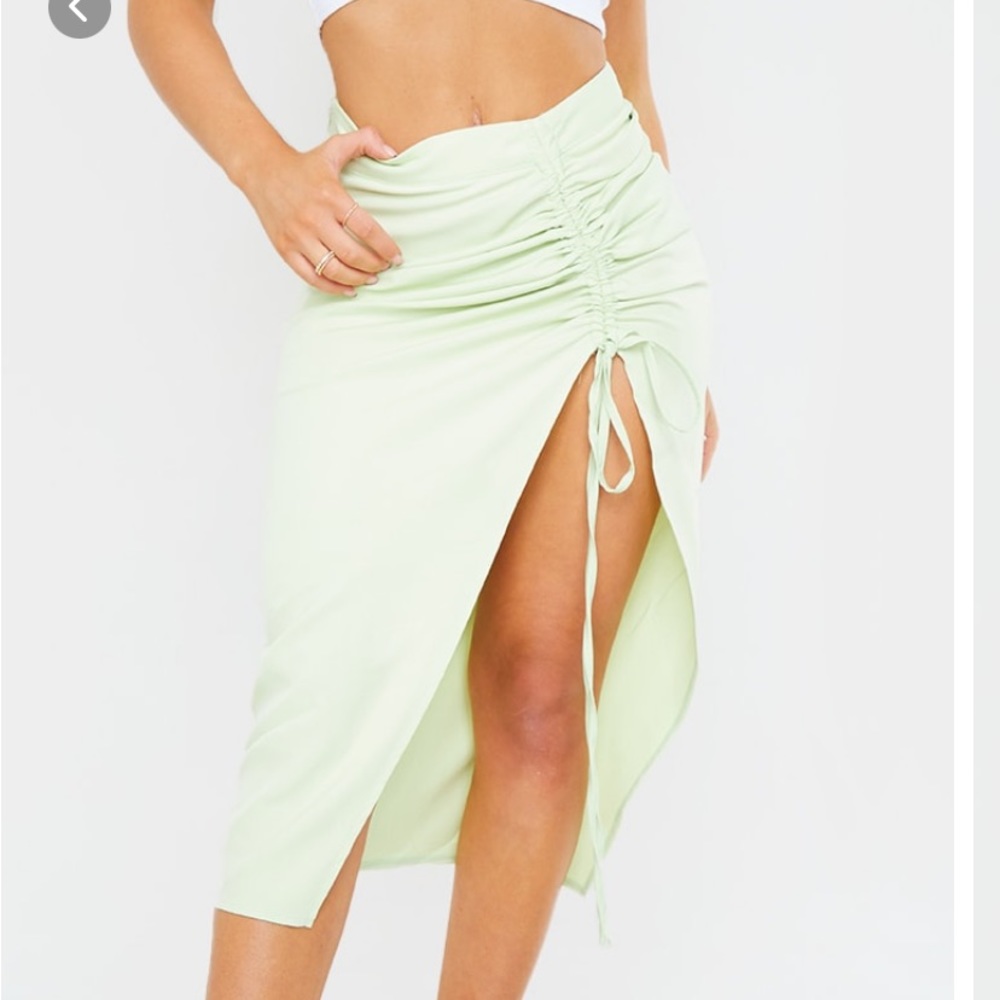 Woven Ruched MIDI skirt